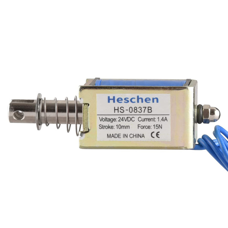 Hechen Solenoid Electromagnet, HS-0837B, DC24V 1.4A 15N, 10mm stroke, open frame push-pull door lock