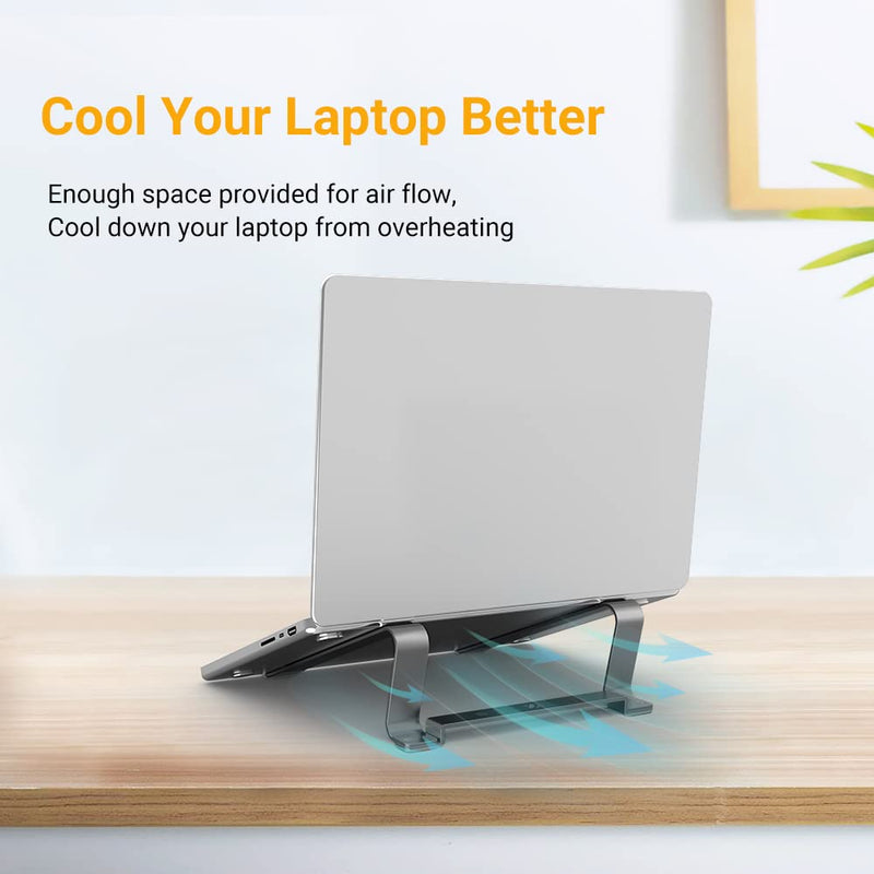Laptop Stand for MacBook Aluminum Cooling Ergonomic Computer Riser Holder BSL901G Grey - BSL901G