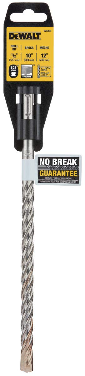 DeWalt DW5439 1/2" x 10" x 12" Rock Carbide SDS Plus Hammer Bit (Pack of 5) One Size (Pack of 5) 1/2 x 10 x 12