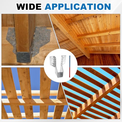 uxcell 4 Pcs Joist Hanger, 2"x6" Galvanized Steel Double Shear Face Mount Joist Hanger Brackets for Rafter, Wood Construction, Connector for Roof, Deck, Ceiling Joists, 1.69" Inner Width