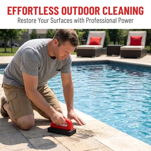 NOLITOY Rub Brick Tool with Handle Brick Cleaning Brush and Concrete Scrub Brush for Masonry Cleaning Stain Removal Concrete Smoothing Construction and Home Renovation Projects
