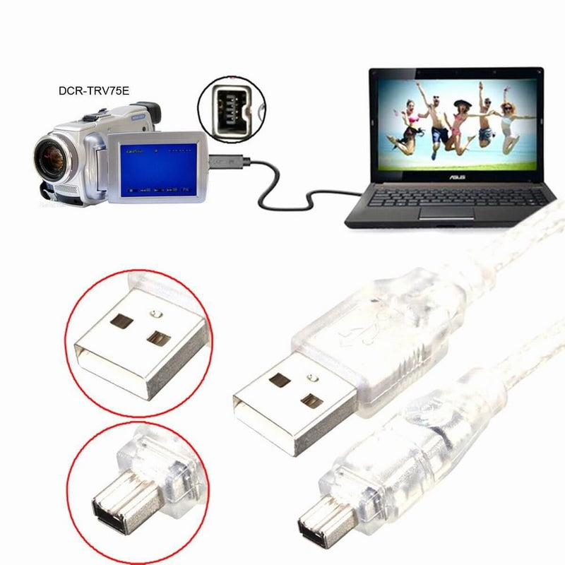 NFHK USB Male to Firewire IEEE 1394 4Pin Male iLink Adapter Cord Cable for DCR-TRV75E DV 1m USB Firewire Cable 6Pin Male to USB Male