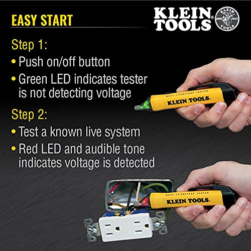 Klein Tools ET310 AC Circuit Breaker Finder with Integrated GFCI Outlet Tester & NCVT1P Voltage Tester, Non-Contact Voltage Detector Pen, 50V to 1000V AC, Audible and Flashing LED Alarms, Pocket Clip
