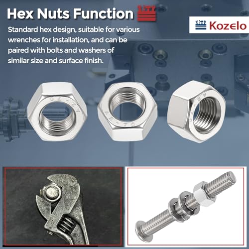 405pcs Hex Nuts Assortment Kit 304SS Hardware Nut Set Silver 1/4",5/16",3/8",7/16",1/2",#2#4#6#8#10 405