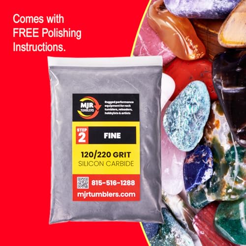 120/220 Grit Silicon Carbide Rock Tumbler Grit, Fine Stage 2 Rock Polishing Grit 3 lb, Stone Polishing Compound for Rotary & Vibratory Tumblers, Lapidary Supply 120/220 Step 2