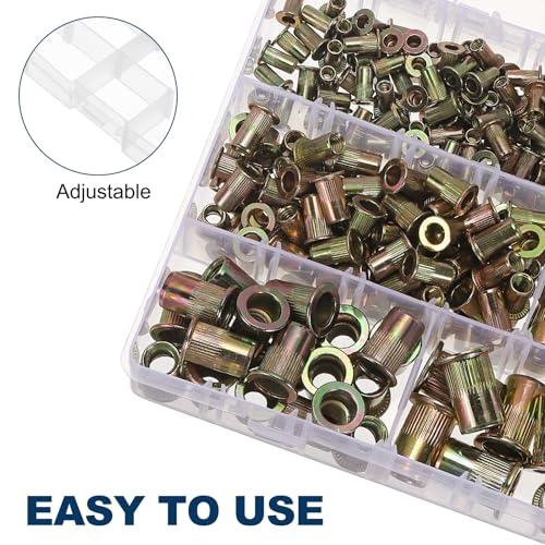 uxcell 368 Pcs Rivet Nut, Carbon Steel SAE Thread Rivet Nuts Kit