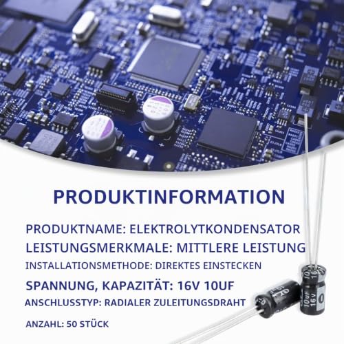 Electrolytic Capacitors 10uF 16V Aluminum Radial Electrolytic Capacitors Pack of 50 16V 10uF