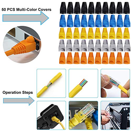 LEATBUY RJ45 Crimping Tool Kit for RJ11/RJ12/CAT5/CAT6/Cat5e, Professional Computer Maintenacnce Lan Cable Tester Network Repair Tool Set，Wire Crimper Wire Connector Stripper Cutter (WHITE) White