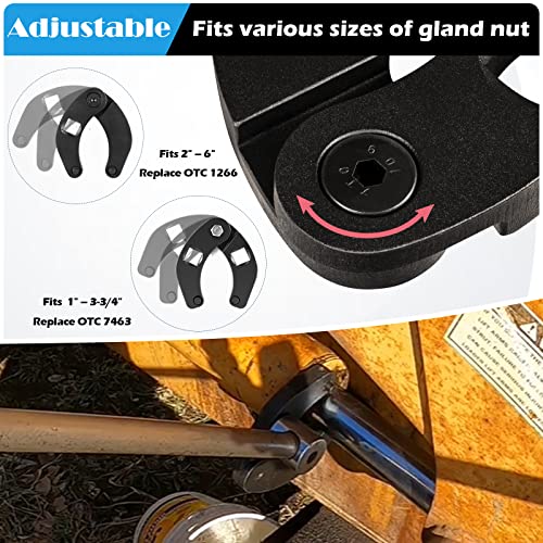 Sunluway 1266 Adjustable Gland Nut wrench & 7463 Small Adjustable Gland Nut Wrench Universal for Hydraulic Cylinders on Most Farm & Construction Equipment, Remove Gland Nuts Easily 1266+7463 Set