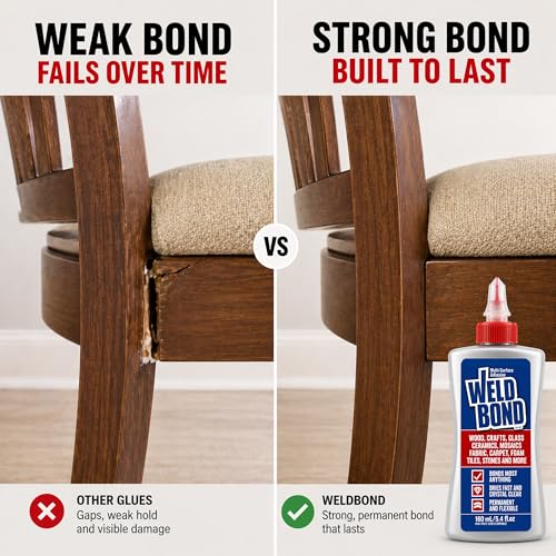 Weldbond Multi-Surface Adhesive that Bonds Most Anything! Wood Glue for Furniture Heavy Duty, Wood Glue for Woodworking, Also use for Glass Crafts Ceramic Tile Mosaic Stones & More 14.2oz / 420ml