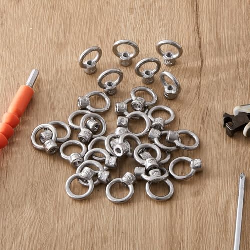 60 Pcs 1/4 Inch UNC 316 Stainless Steel Lifting Eye Nuts 60