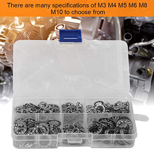 Oumefar Internal 300Pcs Combination Boxed Serrated Washer M3 M5 M6 M8 M10 for Machine Equipment
