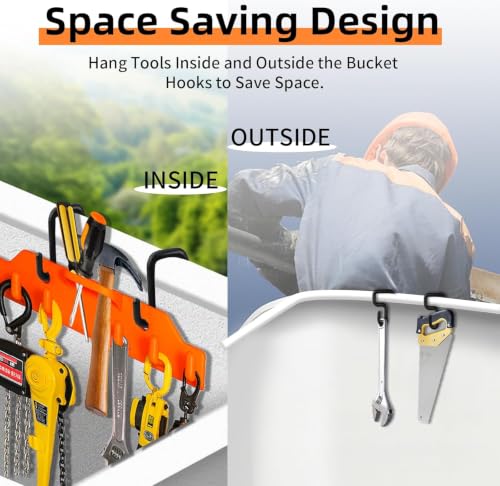 Lineman Tool Board, Line Work Tools Organizer, including 2PCS 3" and 2 PCS 4" Aerial Bucket Hooks, Truck Hook Bucket Organizer, for Trucks Tool and Lineman. Orange