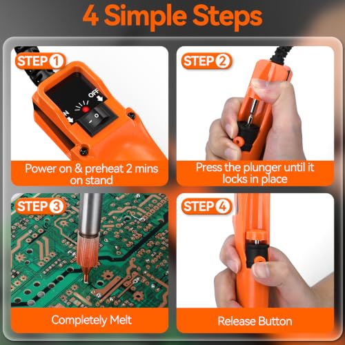 Preciva Desoldering Pump Solder Extractor Kit with 4 Desoldering Nozzles (1.0mm x 2+1.2mm x 2)
