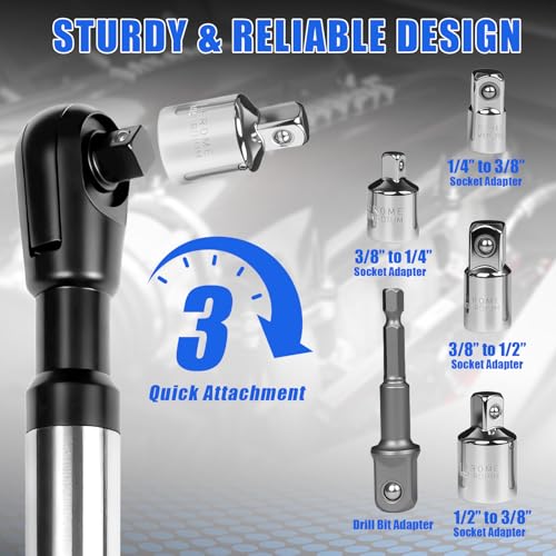 1/2" Offset Extension Wrench Set with 3/8" & 1/4" Adapters