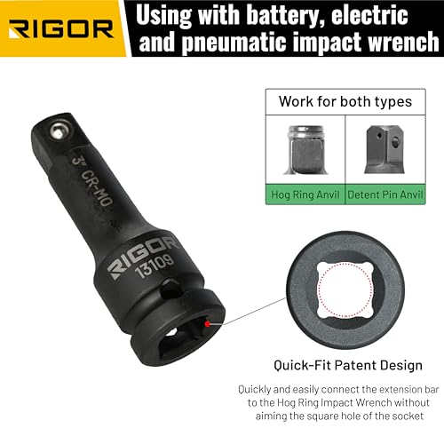 RIGOR 11386 1/2-Inch Drive Wheel Lug Nut Flip Socket Set, 5-piece | Impact, Cr-Mo Steel | 8-IN-4 Flip Socket, 17mm,19mm, 21mm, 22mm Metric Sizes & 3/4-Inch,13/16-Inch, 7/8-Inch,15/16-Inch SAE Sizes