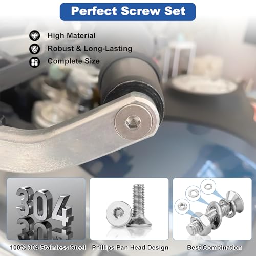 206 Pcs Metric M6 Flat Head Hex Socket Cap Screws Assortment Kit, M6x 10/12/16/20/25/30/40mm Internal Hex Drive Allen Bolts Nuts and Washers Set, 304 Stainless Steel, Fully Threaded, Pitch: 1.0mm