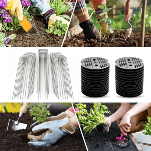 U Shaped Garden Staples Kit 3mm x 15cm Compatible with Landscape Fabric Weed Barrier Artificial Turf Fence Ground Cover 200 Pack