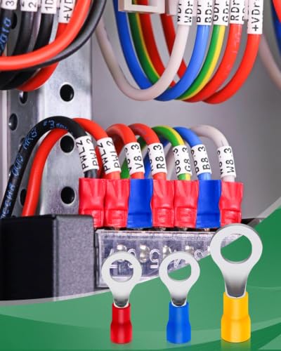 Bolatus Pack of 20 Ring Cable Lugs 4.0-6.0 mm² Hole Diameter M5 Cable Lugs Partially Insulated PVC Cable Eyelets Made of Red Copper Tinned (Yellow) 4.0-6.0mm² M5 yellow