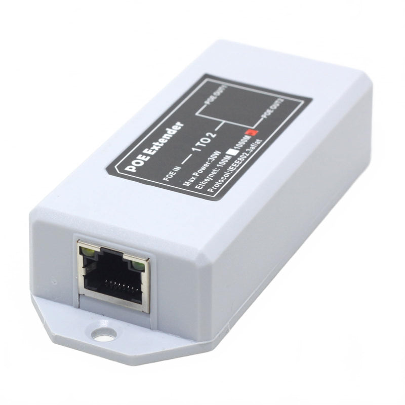 2-Port Outdoor Gigabit PoE Passthrough Switch PoE Extender 1 in 2 Out Cascade Repeater