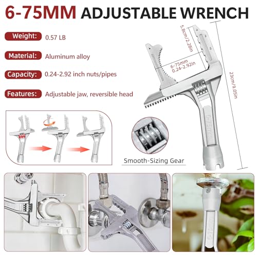 GPANDAG 7PCS Plumbing Tool Sink Wrench for Tight Space