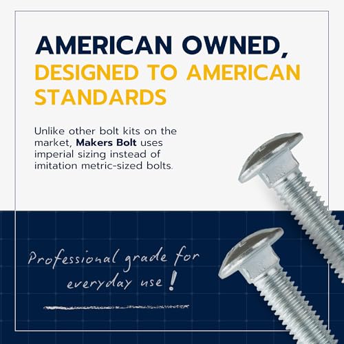 1/4" x 2" (100 Pack) Zinc Carriage Bolt Kit, Grade 307A by Makers Bolt 1/4 x 2