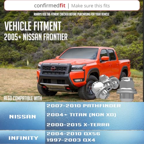 Wheel Accessories Parts 24 Pcs M12x1.25 12x1.25 Thread OEM Factory Style Lug Nuts 1.45" Long Chrome 13/16" 21mm Hex 40224-JK00A 611-294 Fits Nissan Frontier Titan (Non XD) X-Terra
