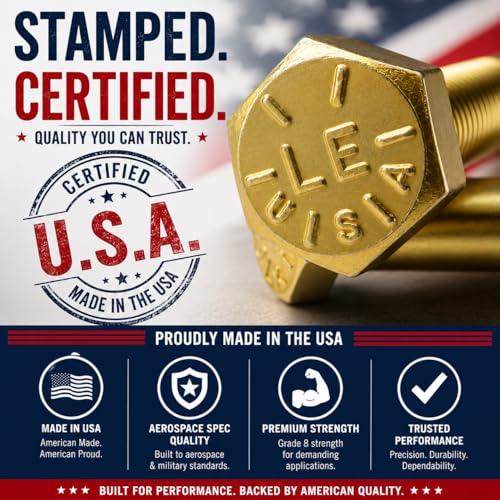 1/2-13 x 4.75 Made in USA Grade 8 Hex Cap Head Bolt (Pack of 10) – Aerospace Military Spec Fasteners – Zinc Chromate Steel UNC 2A