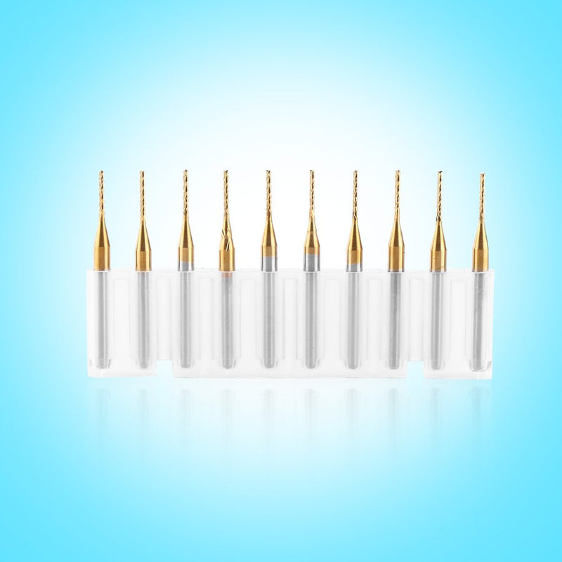 Akozon End Mill Coat Carbide End Mill, Pack of 10 Engraving Bits Cutter 3.175 mm x 1 mm CNC PCB Engraving Bit Set Stitch Tips Burrs