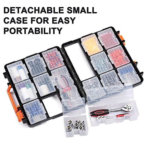 Mayouko 16 Compartments Detachable Toolbox Organizer,Hardware Organizer Box with Removable Sections,Carrying Storage Case for Patts,Screws,Bolts,Nuts,Toys 13.5"L x 12"W x 5"H