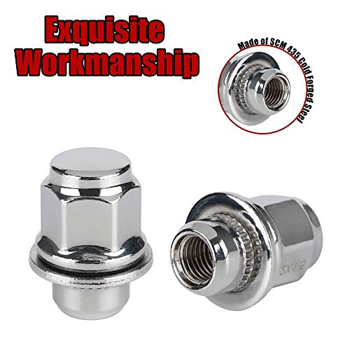 M12x1.5 Wheel Lug Nuts for Cmary Corolla, 20PCS One-Piece OEM Mag Lug Nuts 12x1.5 Lug Nut with 3/16'' (21mm) Hex for Camry Tacoma Corolla Rav4 4Runner ES350 IS300, Chrome
