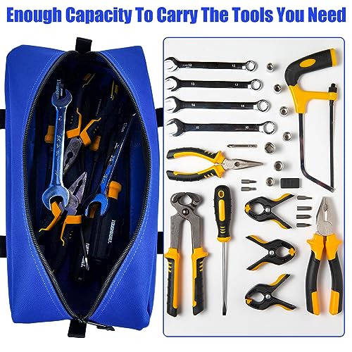 MELOTOUGH Utility Tool Tote Bag Combo Kit-Includes 2 Medium Tool Organizer Bags,Zipper Tool Pouch Zipper Bag -Fastener Bag with Mesh Window for Electrician, Plumbing, Gardening, HVAC(Blue)