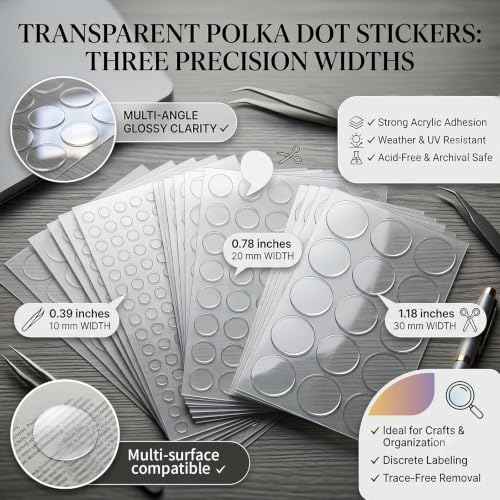 Glue Dots Double Sided 200 PCS, 0.79 Inch Clear Sticky Tack, Transparent Adhesive Sticky Dots Removable Poster Putty for Balloons, Photos, Crafts, Wall Decor, Home, Office and DIY Projects 0.78" Round