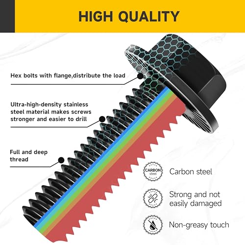 Mywish 105Pcs M8x1.25 Bolt x 16/20/25/30/35mm Flanged Hex Head Bolts, 1Pack 304 Stainless Steel & 1Pack 10.9 Alloy Steel, Flange Hexagon Screws Serrated Flange Nuts and Bolts Assortment Kit
