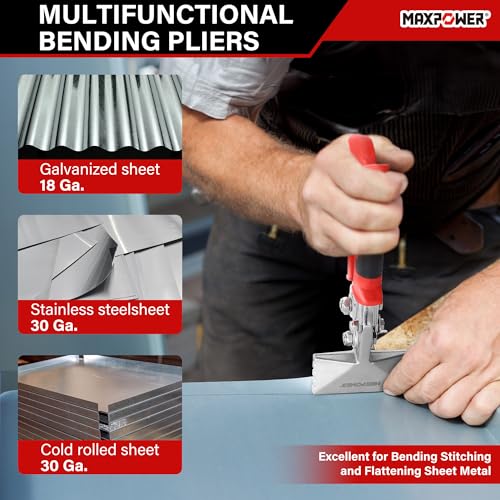 MAXPOWER Sheet Metal Hand Seamer, 3-inch and 6-inch Straight Jaw Sheet Metal Bender Tools with Ergonomic Handle, 2-Pack Metal Bending Tools 3" & 6" straight