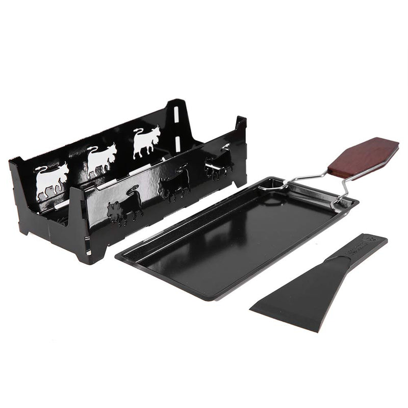 Non-Stick Cheese Melter, Portable Cheese Rotaster Raclette Machine with Spatula and Foldable Handle, Black