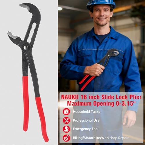 Water Pump Wrench for Home Repair 16 inch Slip Pliers Comfortable Handle Pliers Hand Tools