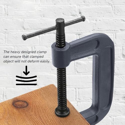Heavy Duty Deep Throat U-Clamp G Type Woodworking Steel Deep Reach C-Clamp DIY Carpentry Clamping Device Jaw Opening DIY Carpentry Clamping Device (100,185mm)