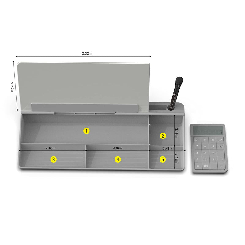 Gray Desktop White Board Glass with Calculator＆ Small Desktop Dry-Erase Pad Glass whiteboard