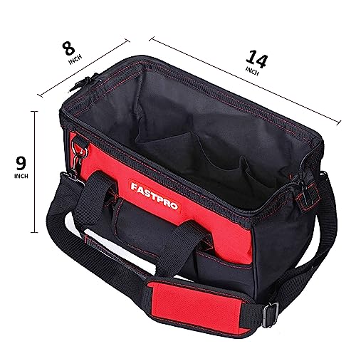 FASTPRO 14-Inch &16-inch Wide Mouth Open Storage Tool Bag, Tool Organizer with With Adjustable Shoulder Strap
