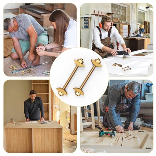 12Pcs Countertop Connector Bolts, M8x100mm Countertop Joint Fasteners, Furniture Fastening Connectors, Drawbolt/Bed/Butcher Block Joint Connector Kit,Miter Draw Bolt Countertop Flip Connector 12