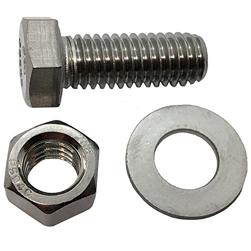 3/8" -16 x 5-304-STAINLESS Steel Bolts, Nuts & WASHERS - 18-8 HEX Head Bolt - 304 Grade. General Purpose (10) Bolts + (10) Nuts + (10) Washers