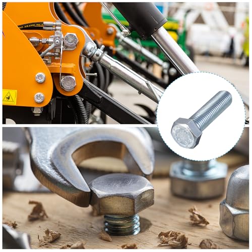 METALLIXITY Hex Bolts (M16-2x60mm) 10Pcs, 8.8 Grade Carbon Steel Zinc Plated Fully Threaded, Coarse Thread UNC Hex Head Screw Bolt - for Furniture Repair, Silver M16-2x60mm