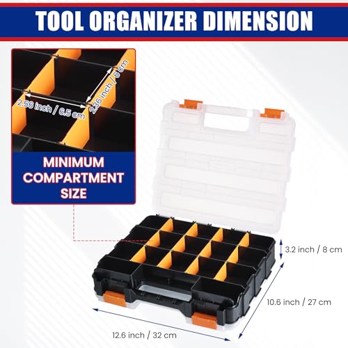 NYXOVA 2Pcs Small Parts Organizer, Hardware Organizer Box Orange