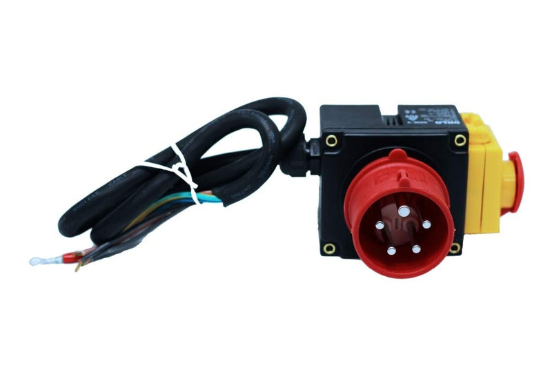 Switch - plug combination 3-phase 400V with 80cm cable, phase inverter and magnetic emergency stop switch - identical to KEDU KOA7 400V