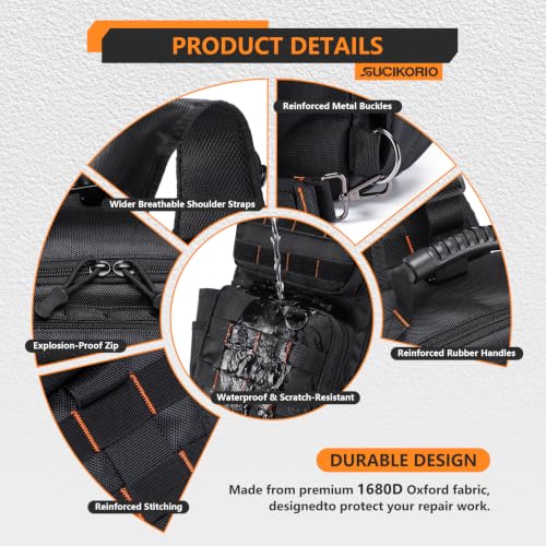 Tactical Electrician Tool Pouch Bag Small Compact & Portable HVAC Crossbody Sling Tool Bag Waterproof Technician Tools Pouches Organizer With Compartments, Shoulder Strap