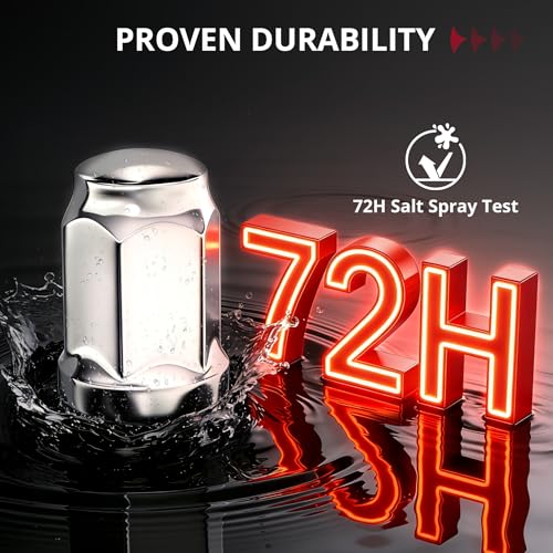 EVIL ENERGY 1/2-20 Wheel Chrome Lug Nuts Set 20pcs for Ford F150 Explorer Edge Mustang, 3/4" 19mm Hex Closed End Bulge Acorn, Cold-Forged Carbon Steel for OEM Wheels Silver