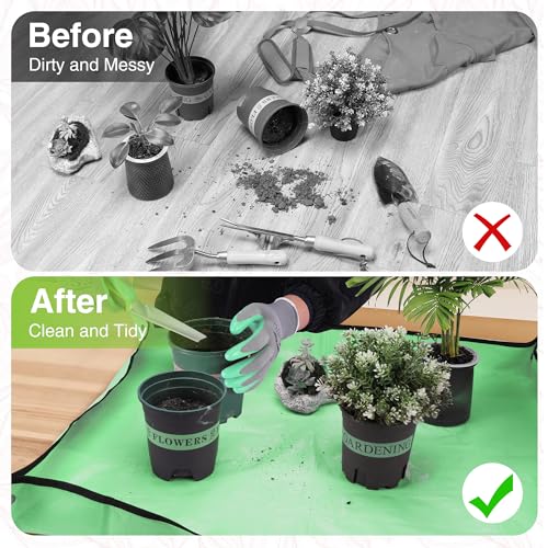 WORKPRO 5PCS Garden Tool Set with Hori Hori Garden Knife Set, Gardening Tool Set with Repotting Mat, 7" Stainless Steel Blade with Cutting Edge, Ideal Gardening Gift