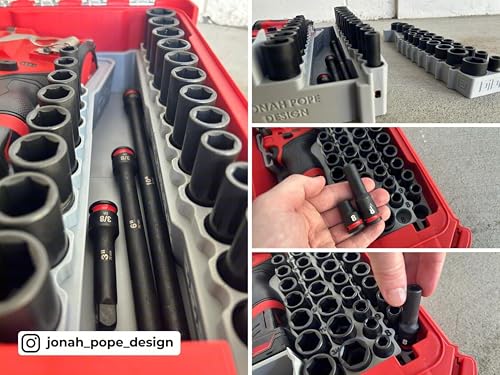 Jonah Pope Design 3d Printed Insert Designed for Milwaukee GEN2 M12 Stubby 3/8" Impact and Packout Organizer (Insert Only) (Gray, Fits Boot) Gray