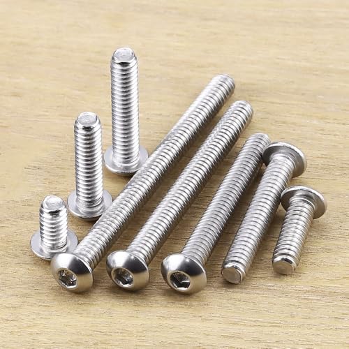 1/4-20 x 1-1/2" Button Head Socket Cap Bolts Screws, 304 Stainless Steel 18-8, Allen Hex Drive, Bright Finish, Fully Machine Thread, Pack of 100 1/4-20 x 1-1/2